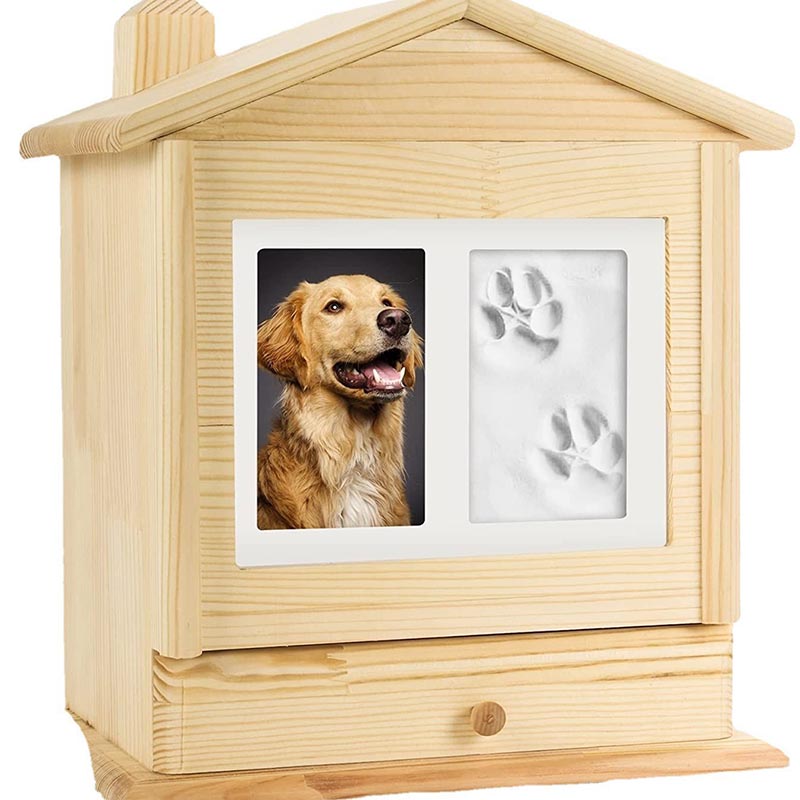 Pine Pet Drevená urna s rámom obrazu